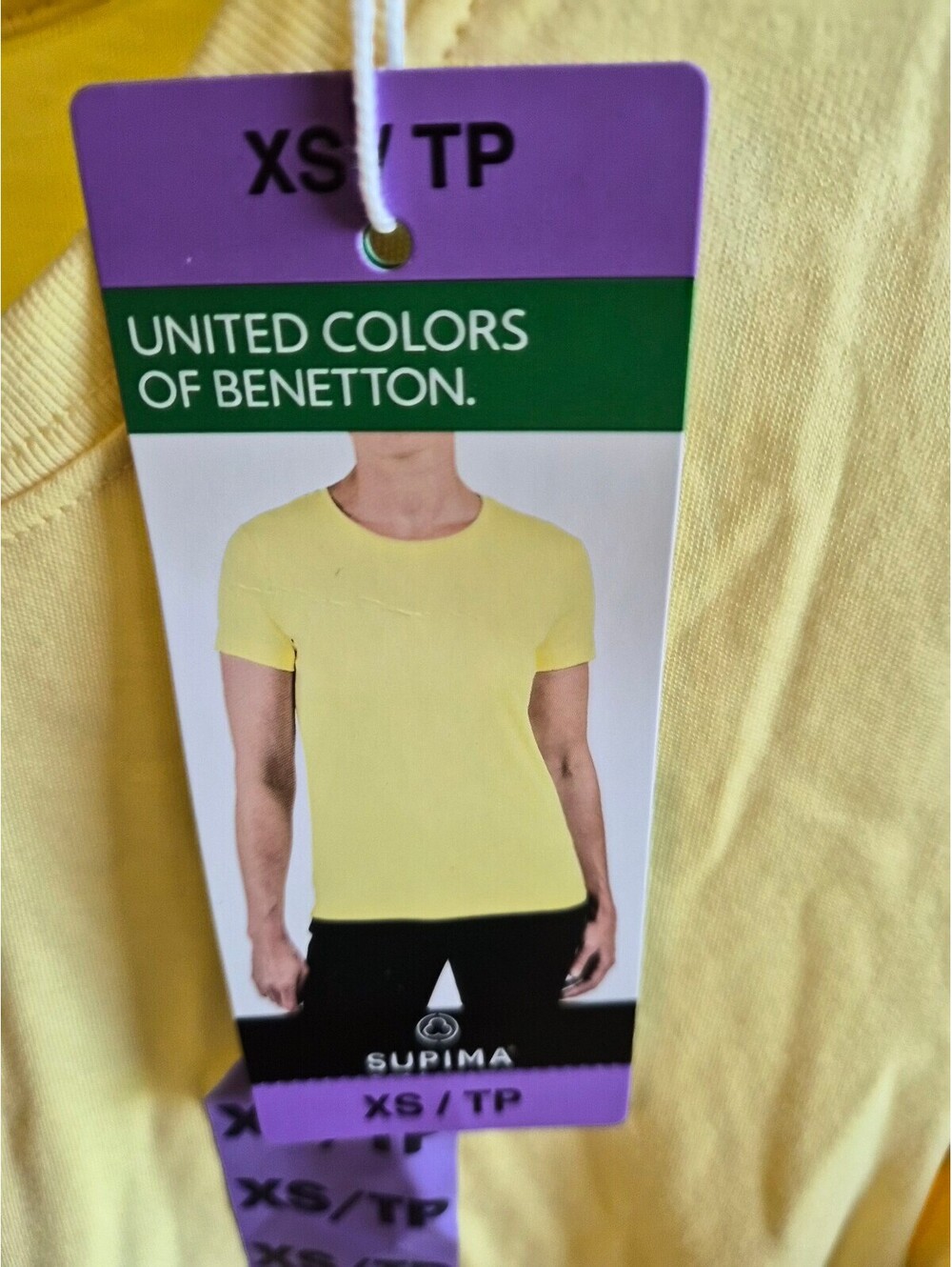 United Colors of Benetton Women's Supima Cotton Yellow T-Shirt XS 0145